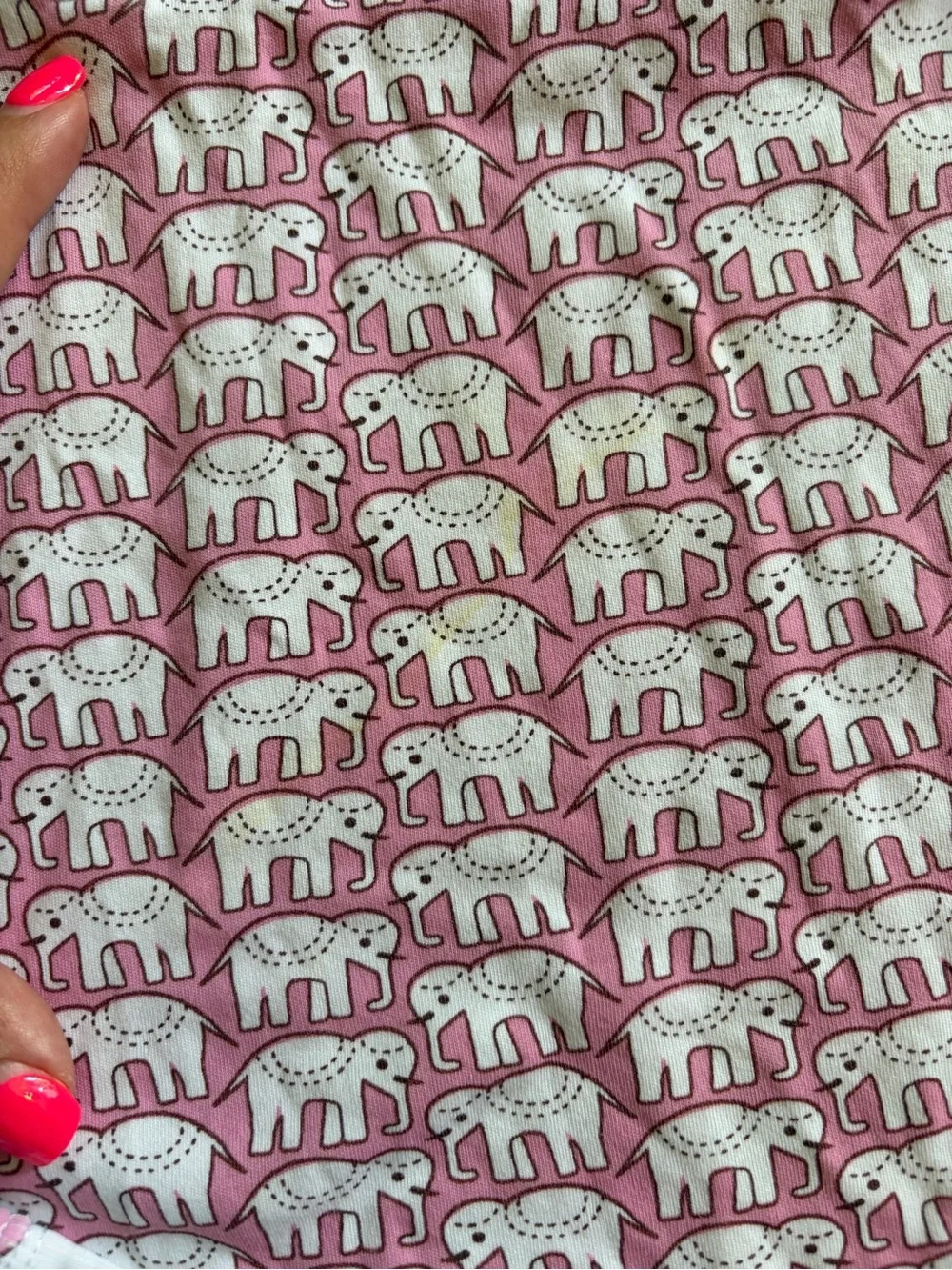 Roller Rabbit pink and white hathi elephant pajama set size 10